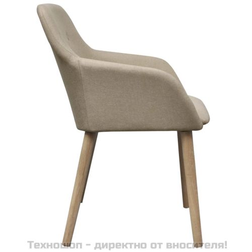 Трапезни столове, 4 бр, бежов плат и дъбова дървесина масив