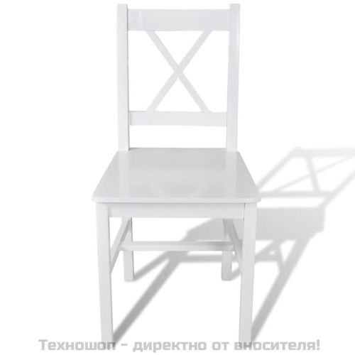 Трапезни столове, 6 бр, бели, борова дървесина