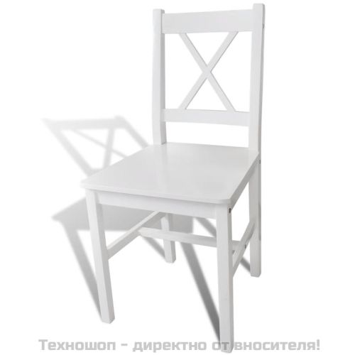 Трапезни столове, 6 бр, бели, борова дървесина