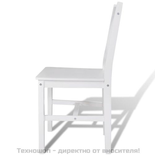 Трапезни столове, 6 бр, бели, борова дървесина