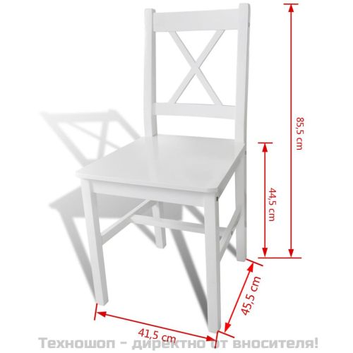 Трапезни столове, 6 бр, бели, борова дървесина