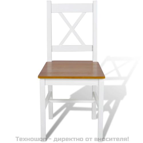 Трапезни столове, 6 бр, бели, борова дървесина