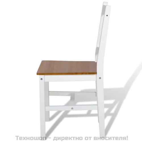 Трапезни столове, 6 бр, бели, борова дървесина