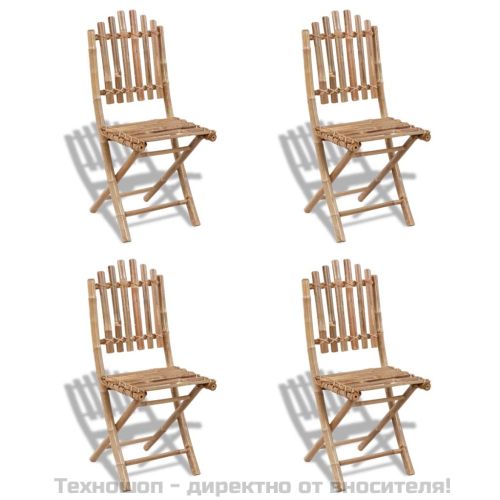 Сгъваеми външни столове, 4 бр, бамбук