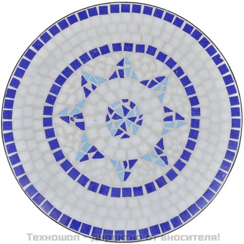 Бистро комплект, 3 части, керамични плочки в синьо и бяло