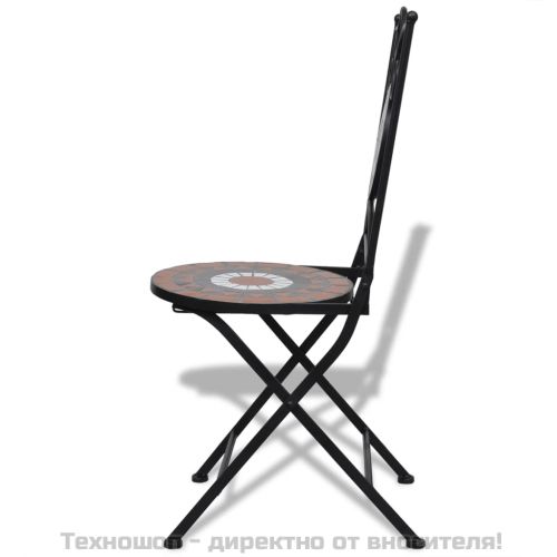 Бистро комплект, 3 части, керамични плочки в теракотено и бяло