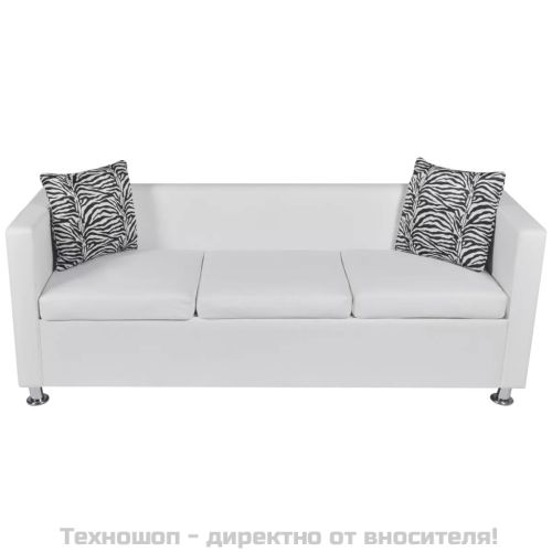 Комплект дивани, 2 и 3-местен, изкуствена кожа, бял
