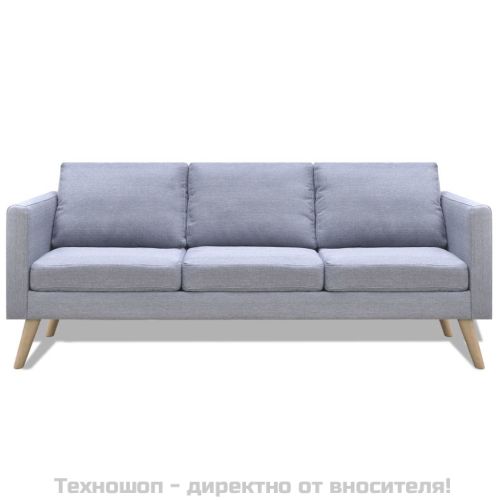 Комплект дивани, 2- и 3- местен, тапицерия от плат, светлосив