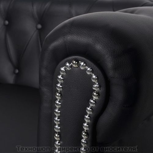Честърфийлд 2-местен и 3-местен диван изкуствена кожа черен