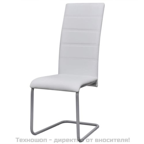 Конзолни трапезни столове, 6 бр, бели, изкуствена кожа