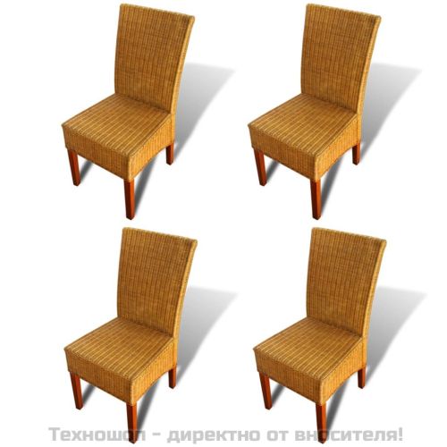 Трапезни столове 2 бр кафяви естествен ратан