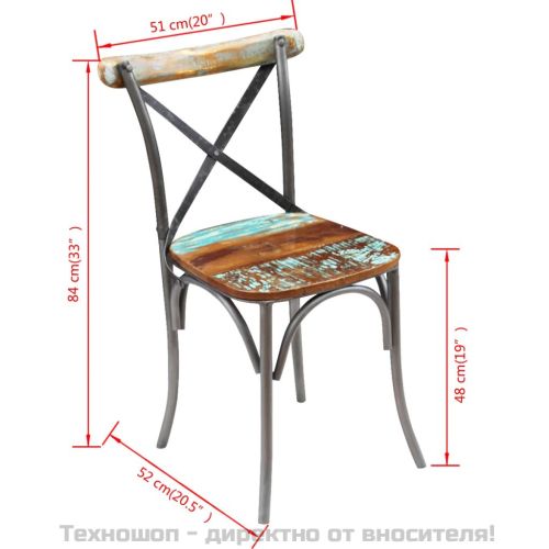 Трапезни столове, 4 бр, регенерирано дърво масив