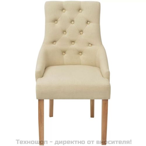 Трапезни столове, 4 бр, кремави, текстил
