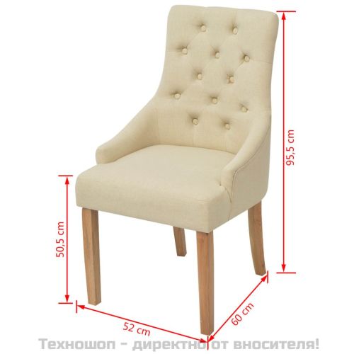Трапезни столове, 4 бр, кремави, текстил
