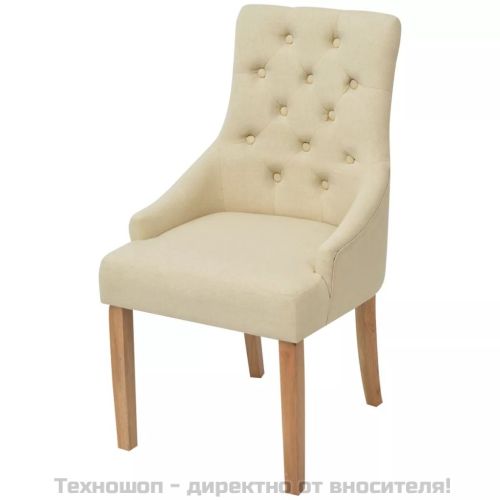 Трапезни столове, 6 бр, кремави, плат
