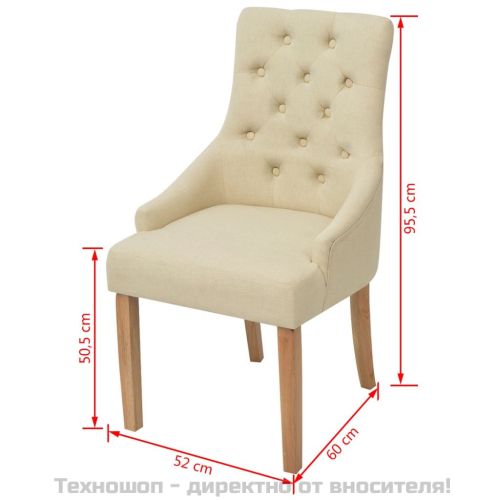 Трапезни столове, 6 бр, кремави, плат