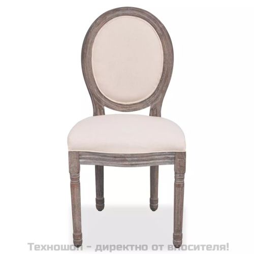 Трапезни столове, 6 бр, кремави, текстил
