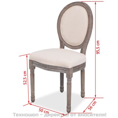 Трапезни столове, 6 бр, кремави, текстил