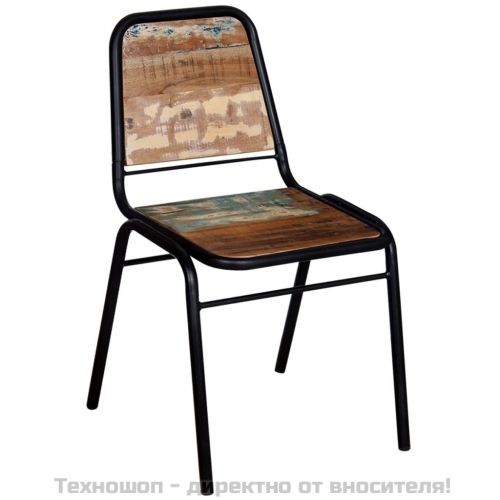 Трапезни столове, 6 бр, регенерирано дърво масив