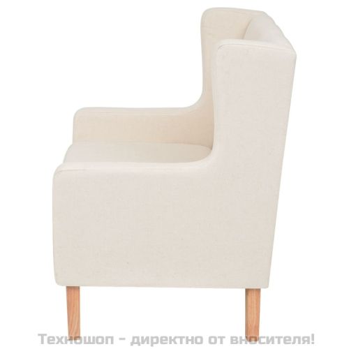 Комплект дивани от 2 части текстил кремавобял