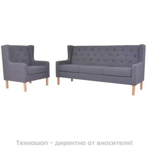 Комплект дивани от 2 части текстил сив