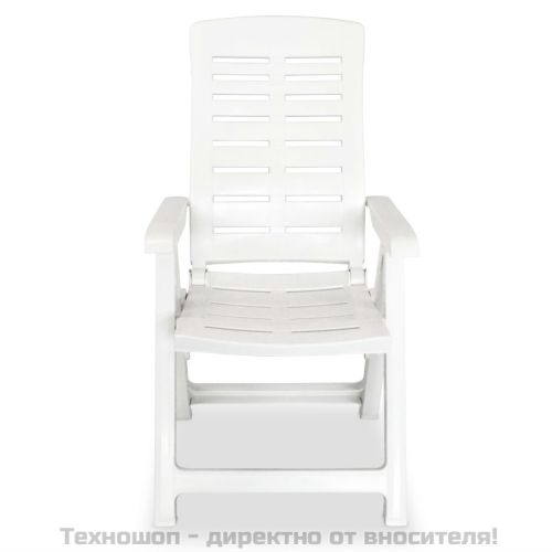 Накланящи се градински столове, 6 бр, пластмаса, бели