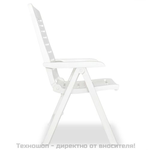 Накланящи се градински столове, 6 бр, пластмаса, бели