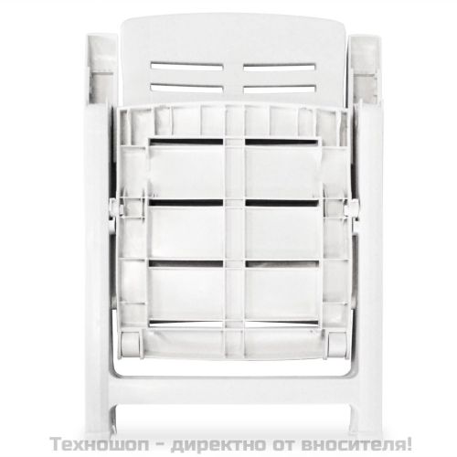 Накланящи се градински столове, 6 бр, пластмаса, бели