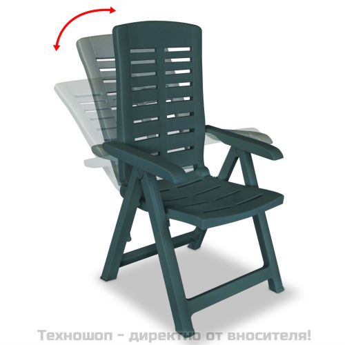 Накланящи се градински столове, 6 бр, пластмаса, зелени