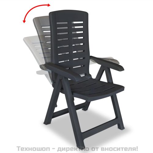 Накланящи се градински столове, 6 бр, пластмаса, антрацит