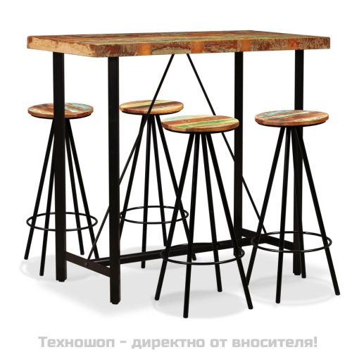 Бар комплект, 5 части, регенерирано дърво масив