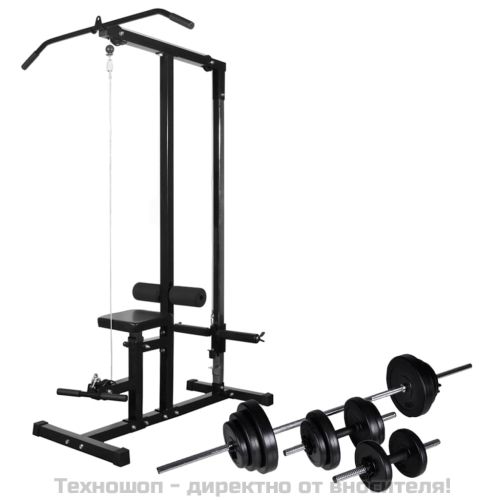 Фитнес станция за набирания с щанга и дъмбели, 30,5 кг