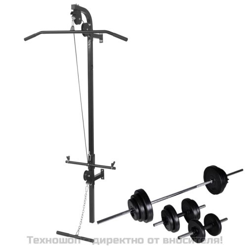 Фитнес станция за набирания с щанга и дъмбели, 30,5 кг