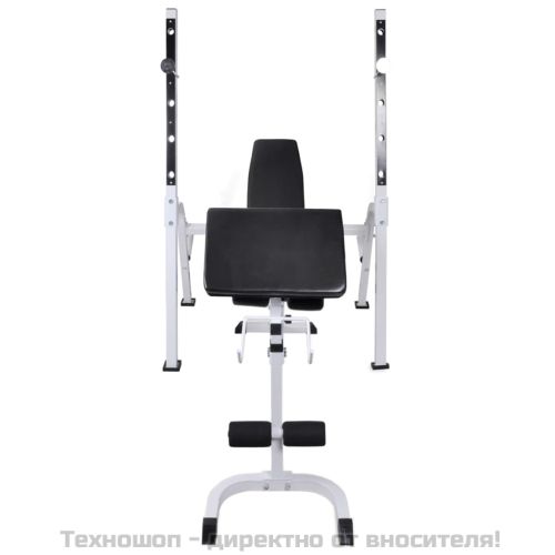 Комплект лежанка със стойка за лост, щанга и дъмбели, 60,5 кг