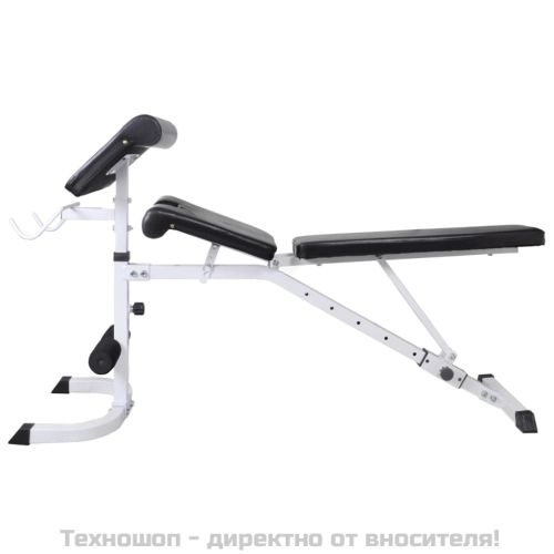 Комплект лежанка със стойка за лост, щанга и дъмбели, 60,5 кг