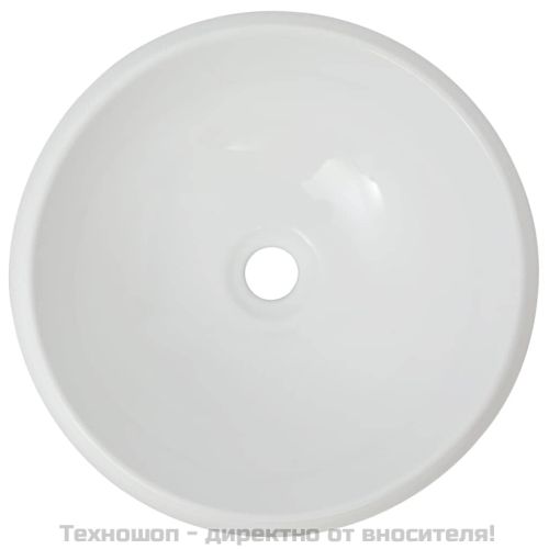 Мивка за баня със смесител, керамична, кръгла, бяла