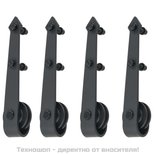 Комплект механизъм за плъзгаща врата, 2х183 см, стомана, черен