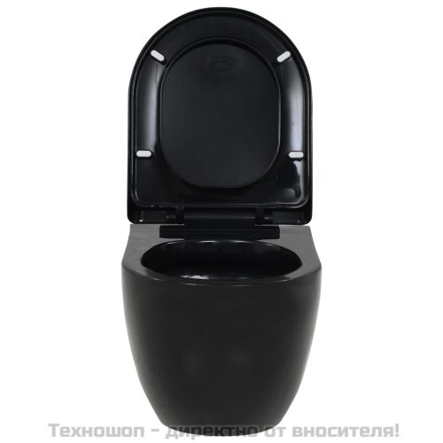 Окачена тоалетна чиния, със скрито казанче, керамична, черна