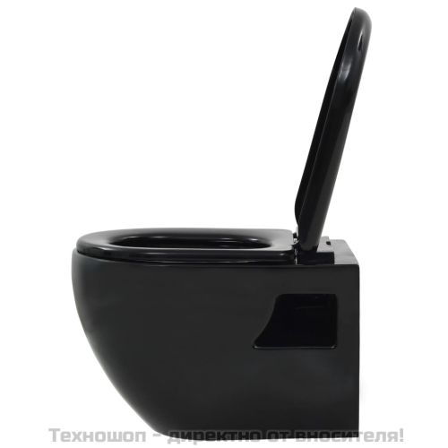 Окачена тоалетна чиния, със скрито казанче, керамична, черна