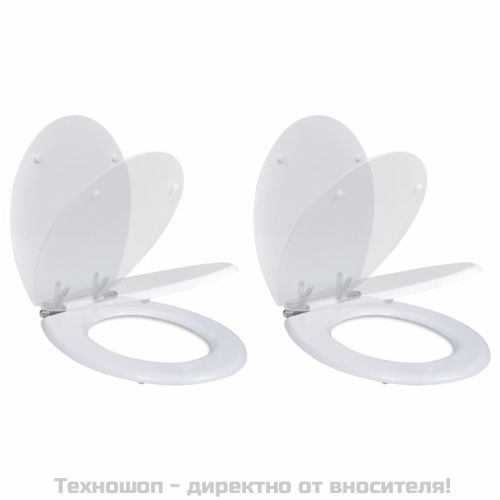 Тоалетни седалки с плавно затваряне, 2 бр, МДФ, бели