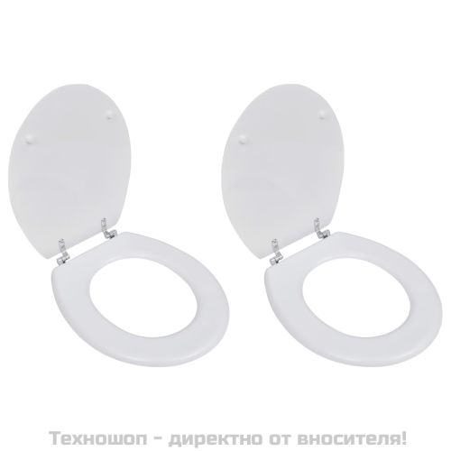 Тоалетни седалки с капаци, 2 бр, МДФ, бели