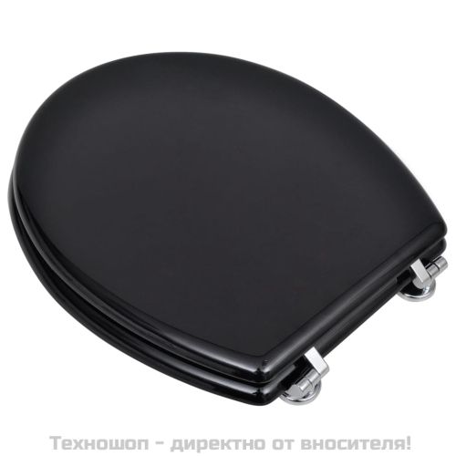 Тоалетни седалки с капаци, 2 бр, МДФ, черни