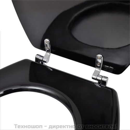 Тоалетни седалки с капаци, 2 бр, МДФ, черни