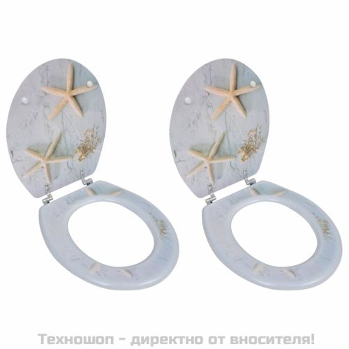 Тоалетни седалки с капаци, 2 бр, МДФ, морска звезда