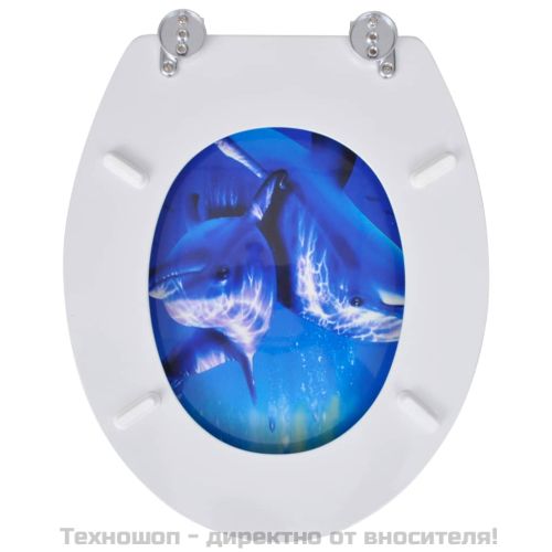Тоалетни седалки с капаци, 2 бр, МДФ, делфини