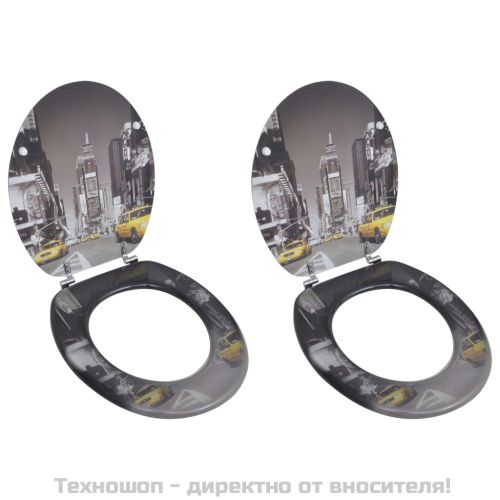 Тоалетни седалки с капаци, 2 бр, МДФ, Ню Йорк