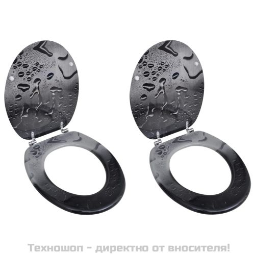 Тоалетни седалки с капаци, 2 бр, МДФ, вода