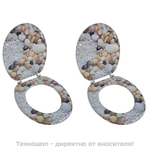 Тоалетни седалки с капаци, 2 бр, МДФ, камъчета