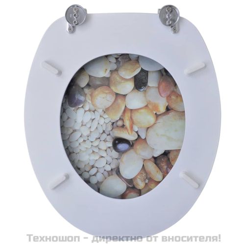Тоалетни седалки с капаци, 2 бр, МДФ, камъчета