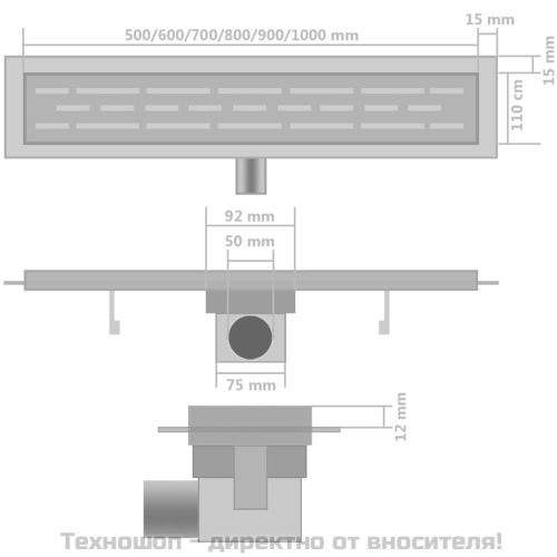 Линейни сифони, 2 бр, 530x140 мм, неръждаема стомана